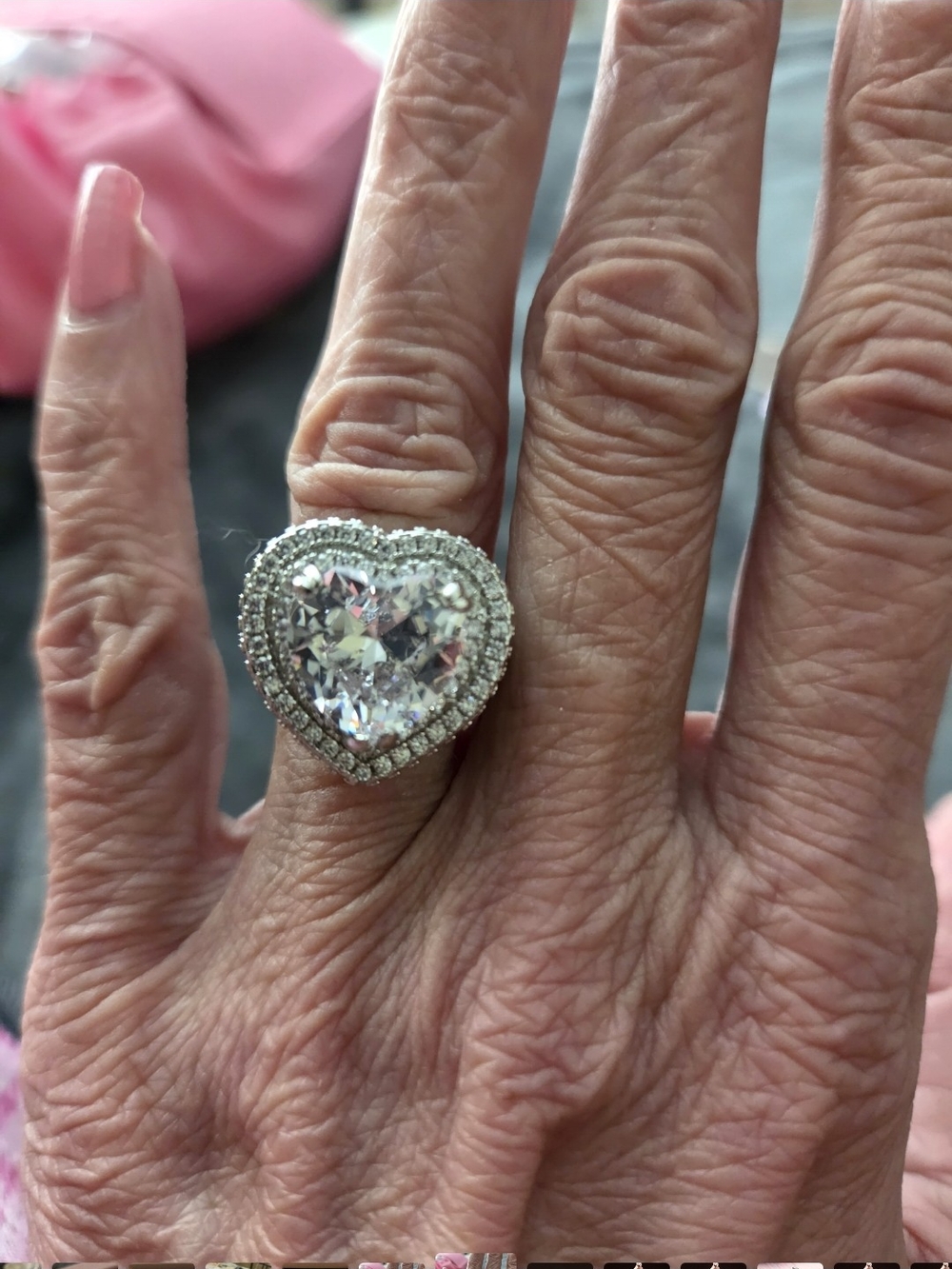 New! Large,925 Sterling Silver,cz.,heart Shape Ring!Heavy!